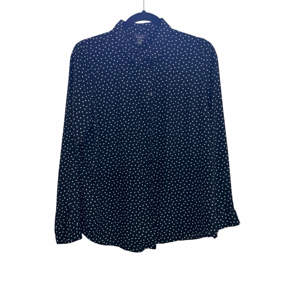 New Look Black and White Button Down Shirt with Hearts